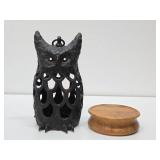 Pierced Cast Iron Owl Hanging Lantern #1