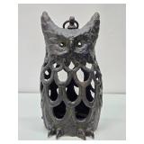 Pierced Cast Iron Owl Hanging Lantern #1