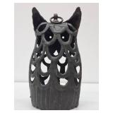 Pierced Cast Iron Owl Hanging Lantern #1