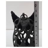 Pierced Cast Iron Owl Hanging Lantern #1