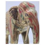 Vintage Hand Painted Gilt Wood Elephant Statue