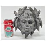Vintage Cast Metal Gothic Style Face Sculpture