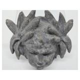 Vintage Cast Metal Gothic Style Face Sculpture