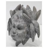 Vintage Cast Metal Gothic Style Face Sculpture