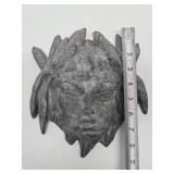 Vintage Cast Metal Gothic Style Face Sculpture
