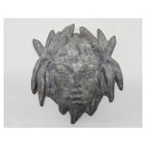 Vintage Cast Metal Gothic Style Face Sculpture