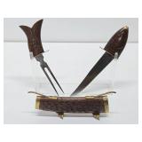 Vintage Carved Wood Fish Sculptural Carving Set #1