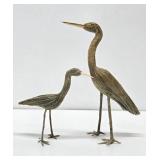 2 Handmade Folk Art Shore Birds - Tallest is 14"
