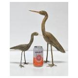 2 Handmade Folk Art Shore Birds - Tallest is 14"
