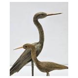 2 Handmade Folk Art Shore Birds - Tallest is 14"