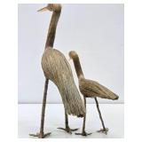 2 Handmade Folk Art Shore Birds - Tallest is 14"