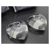 2 Mint in Box STEUBEN Glass Hearts