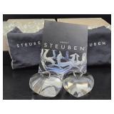 2 Mint in Box STEUBEN Glass Hearts