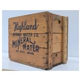 Excellent Vintage HIGHLAND Saint Paul Spring Water Wood Advertising Crates w/Full Sealed Bottles #1