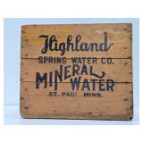 Excellent Vintage HIGHLAND Saint Paul Spring Water Wood Advertising Crates w/Full Sealed Bottles #1