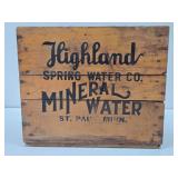 Excellent Vintage HIGHLAND Saint Paul Spring Water Wood Advertising Crates w/Full Sealed Bottles #3