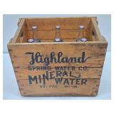 Excellent Vintage HIGHLAND Saint Paul Spring Water Wood Advertising Crates w/Full Sealed Bottles #3