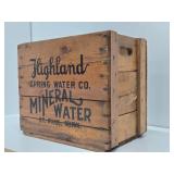 Excellent Vintage HIGHLAND Saint Paul Spring Water Wood Advertising Crates w/Full Sealed Bottles #4