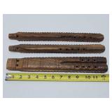 Balkans - Group of 3 Hand Carved Wooden Flutes