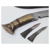 Antique Nepalese Kukri Knife/Dagger with Scabbard & 2 Smaller Concealed Knives