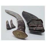 Antique Nepalese Kukri Knife/Dagger with Scabbard & 2 Smaller Concealed Knives