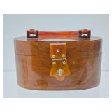 Very Nice Mid Century Lucite Tortoise Shell Hinged Box Purse/Handbag