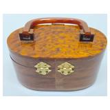 Very Nice Mid Century Lucite Tortoise Shell Hinged Box Purse/Handbag