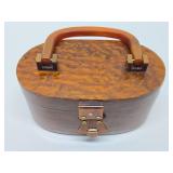 Very Nice Mid Century Lucite Tortoise Shell Hinged Box Purse/Handbag