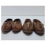 2 Very Nice Pairs of Vintage Ladies Leather Opanak / Opanci Shoes - Southeastern Europe