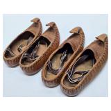 2 Very Nice Pairs of Vintage Ladies Leather Opanak / Opanci Shoes - Southeastern Europe