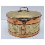 Beautiful Old Vintage Copper & Brass Round Box