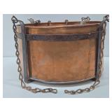 Large Old Vintage Chain Hanging Copper Planter