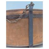 Large Old Vintage Chain Hanging Copper Planter
