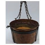Large Old Vintage Chain Hanging Copper Planter