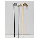 Lot of 3 Vintage & Antique Walking Sticks / Canes