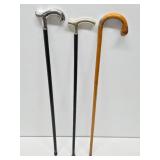 Lot of 3 Vintage & Antique Walking Sticks / Canes
