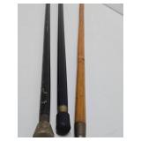 Lot of 3 Vintage & Antique Walking Sticks / Canes