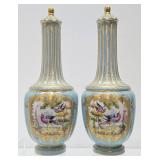 Wonderful Pair of Early Antique Hand Painted Sevres Porcelain Bird Vases - Original Lids!