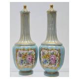 Wonderful Pair of Early Antique Hand Painted Sevres Porcelain Bird Vases - Original Lids!