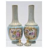 Wonderful Pair of Early Antique Hand Painted Sevres Porcelain Bird Vases - Original Lids!