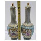 Wonderful Pair of Early Antique Hand Painted Sevres Porcelain Bird Vases - Original Lids!