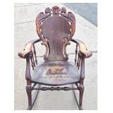 Antique STCKLEY Chair Company Carved Rocking Chair w/ Dragons or Gargoyles