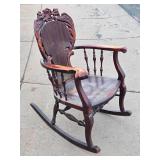 Antique STCKLEY Chair Company Carved Rocking Chair w/ Dragons or Gargoyles