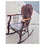 Antique STCKLEY Chair Company Carved Rocking Chair w/ Dragons or Gargoyles