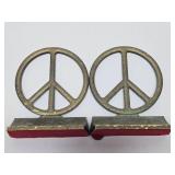 Vintage Peace Sign Bookend Set