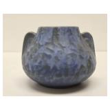 Antique Mottled Blue on Black Art Pottery Vase