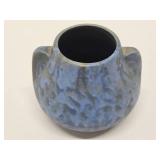 Antique Mottled Blue on Black Art Pottery Vase