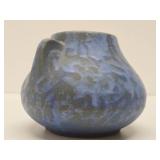 Antique Mottled Blue on Black Art Pottery Vase