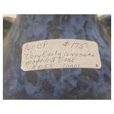 Antique Mottled Blue on Black Art Pottery Vase