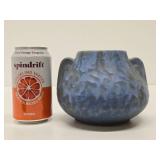 Antique Mottled Blue on Black Art Pottery Vase